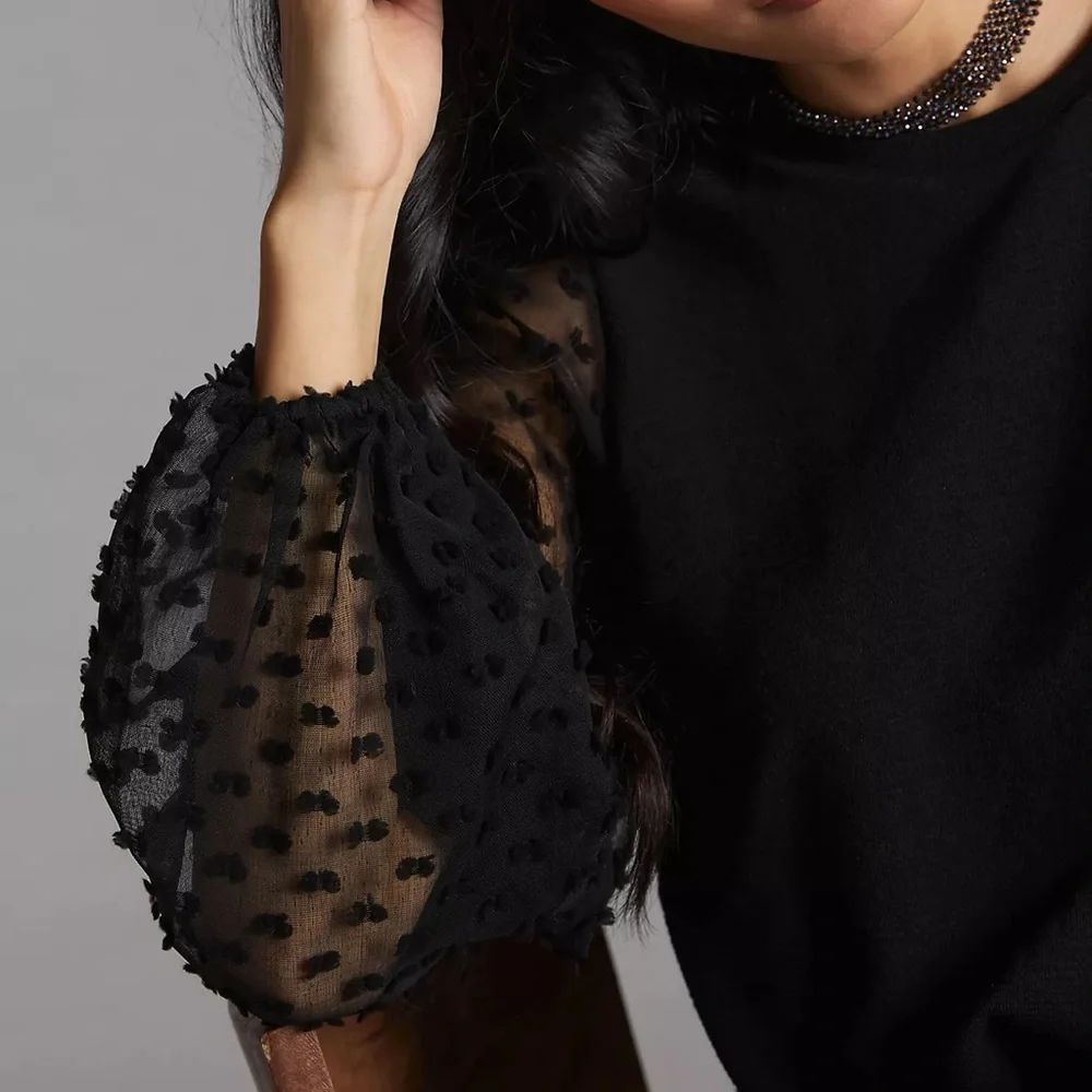 Maeve Textured-Sleeve Top | Anthropologie | Size S